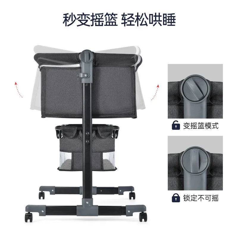 Multifuncional Baby Swing Bed Cradle Adjustable Height Baby Bassinet Bedside Sleeper Bed Crib for Baby