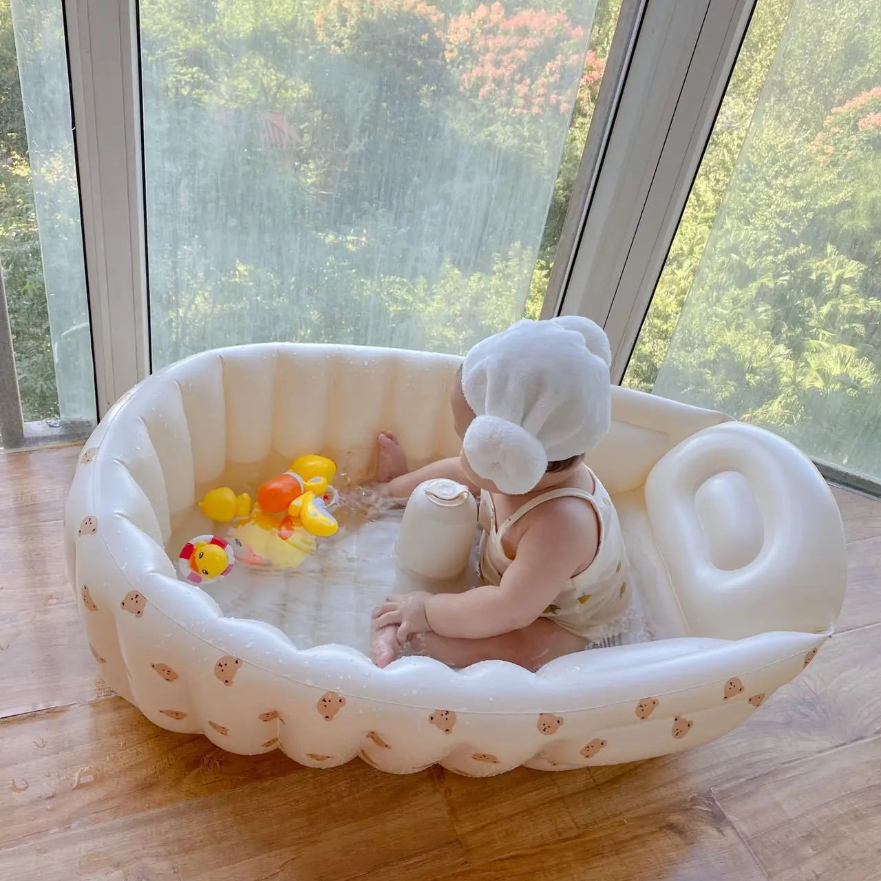 Baby portable shower basin, baby shower basin, household use, children can sit and lie down, foldable bathtub, inflatable bath b