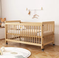 #Solid Wood Crib Baby Bed Comfortable Durable Movable Height Adjustment For Newborn Toddler Includes Wheels For Easy Bedroom AnNaDan
